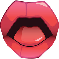 Open Mouth Lips With Tongue Out Red Glossy Pink Lipstick Makeup Expression Emotion Communication Open Speech O Sound