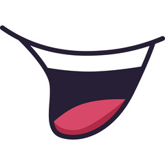 Open Mouth With Dark Purple Lips And Pink Tongue Stick Out With Happy Expression Transparent Background Vector Art