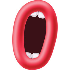 Open Mouth With Red Lips And White Teeth A Full Frontal View On A Transparent Background The Shape Resembles The Number Zero Or An Oval