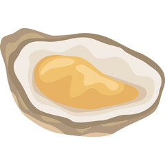 Open Oyster With Golden Pearl Inside On A Transparent Background With Detailed Shell Texture And Soft Yellow Interior Showing Delicate Layers