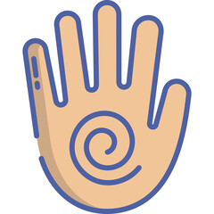 Open Palm With Swirl Symbol In Center In A Flat Design Style Isolated On Transparent Background