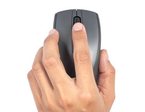 Top-Down View of Hand Using Computer Mouse, Office Concept PNG