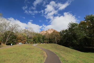 Path leading to mountain.