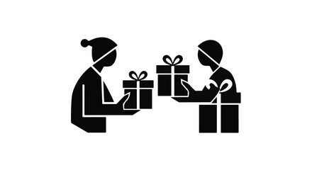 Generous person sharing holiday gifts with another, spreading festive cheer.