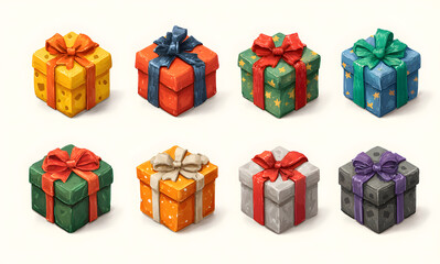 Gift box vector cartoon set icon. Illustration of isolated cartoon icon gift box with ribbon. Vector illustration set christmas present.