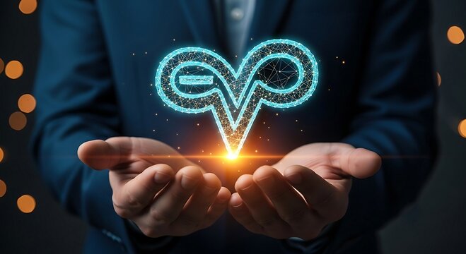 Businessman holding a glowing EV charging icon in his hands, symbolizing electric vehicle technology and sustainable energy.