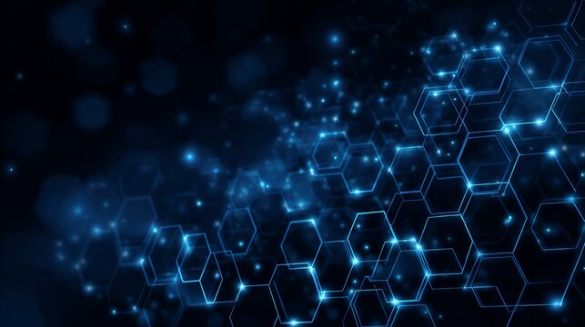 Dynamic blue glowing hexagonal network abstract background for futuristic technology and science concepts