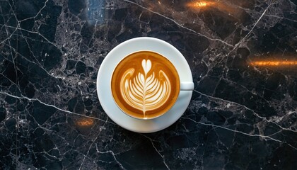 Coffee Latte Art on Marble Table