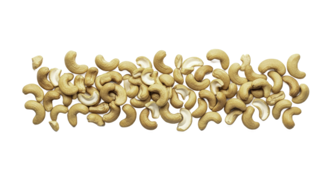 Golden Cashew Nuts Arrangement on a Solid Gradient Background for Food