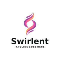 Modern abstract initial letter S swirl with vibrant gradient colors for technology creative business logo design