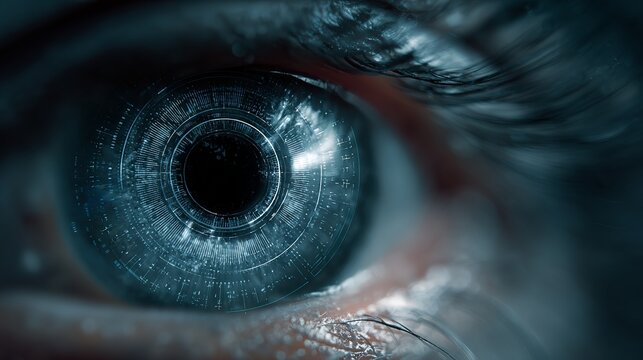 Futuristic eye with cybernetic interface offers a captivating view into innovation and advanced technology for next-gen designs