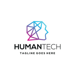 Human Head profile with geometric patterns stylish for futuristic digital innovative or technology human Artificial intelligence AI logo design