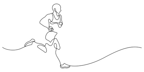 Naklejka premium human running active one line drawing graphic