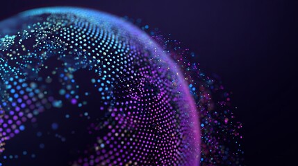 Stunning digital world globe with vibrant glowing particles for innovative technology and global network concepts with deep colors and bokeh