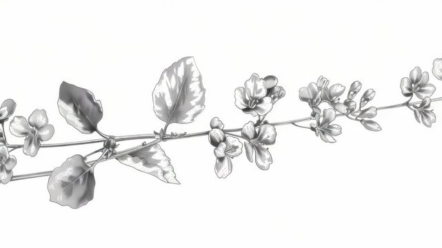 A delicate of cherry blossoms in bloom with petals and stems.