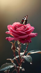 pink rose on a dark background