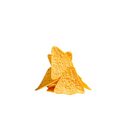 Fototapeta premium Pile of Tasty Yellow Corn Tortilla Chips Crunchy Snack Food isolated on transparent background