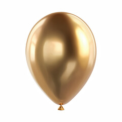 Metallic gold balloon with shiny smooth surface isolated on transparent background