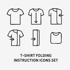 Minimal T-Shirt Folding Instruction Icons Set