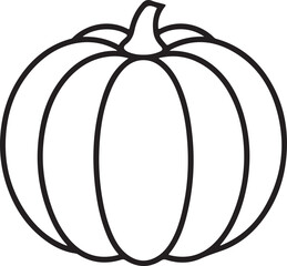 Simple outline drawing of a pumpkin with stem