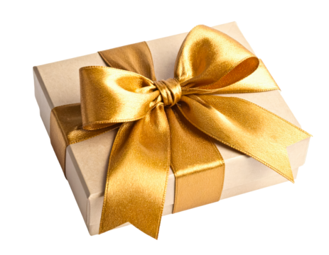 gift box golden colour clipping isolated on transparent png