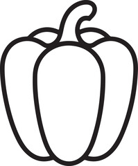 Simple line drawing of a bell pepper outline