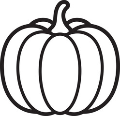 Simple outline drawing of a pumpkin for halloween and autumn