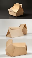 Takeaway Lunch Packaging on Wooden Table