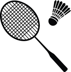 badminton racket with shuttlecock isolated Vector illustration silhouette 