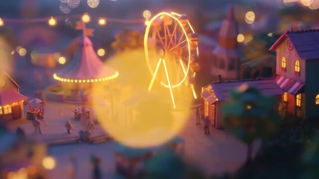 3d isometric low-poly clay illustration of a night rides Videos
