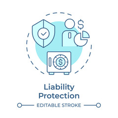 Liability protection soft blue concept icon. Legal security. Benefit of LLC. Business development. Round shape line illustration. Abstract idea. Graphic design. Easy to use in infographic