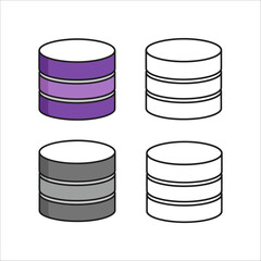 Four stacked cylinders, two colored purple and gray, two outlined in black and white, on a