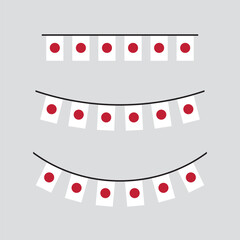 Seamless flag of Japan party bunting border. Flat design illustration.	