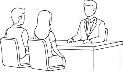 Business Consultation Meeting Line Art Vector Illustration