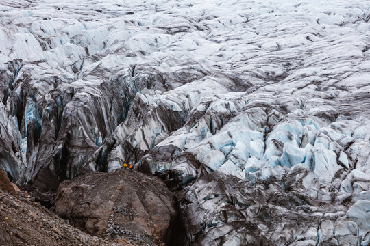 People on a glacier in south Iceland