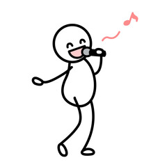 Stick figure happily singing with a microphone