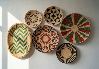 easter eggs in a basket, Handwoven African Wall Baskets – Boho Wicker Decor for Home & Interior Design