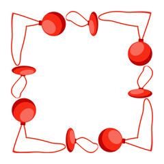 Vector square Christmas frame with red balls. White background, symmetrical design, clean festive style, no text.
