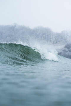 Winter waves during snow storm