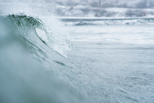 Winter waves during snow storm