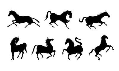 年賀 干支　午年 馬のシルエット　ベクター イラスト