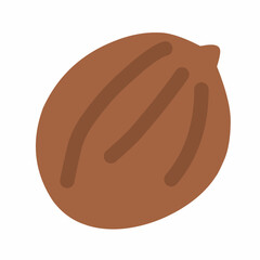 Nutmeg in Flat Hand-Drawn Style for Baking and Cooking Illustration
