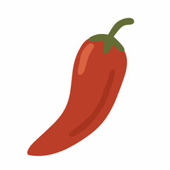 Chili Pepper in Flat Hand-Drawn Style for Culinary Illustration