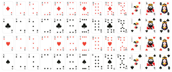 Deck of playing cards, poker card pack mockup, casino game set, isolated element collection, magic trick illustration, card games vector, entertainment graphics, gambling © WASIF-MEHMOOD