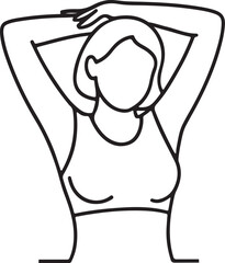 Line art of a girl waking up and stretching