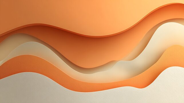 Warm orange cream layered abstract paper cut wave background - Powered by Adobe