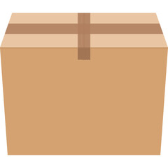 Simple Brown Cardboard Box Closed With Tape Isolated On White Background Studio Shot