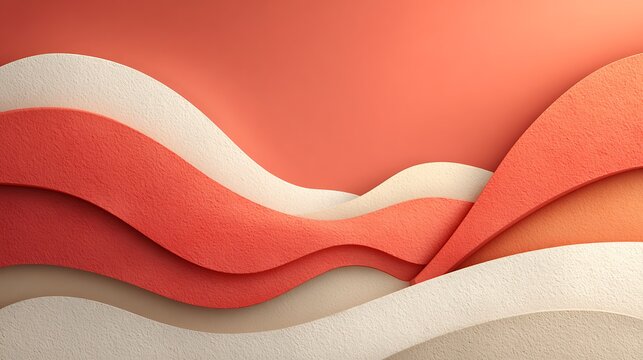 Textured wave layers in coral beige gradient abstract background
