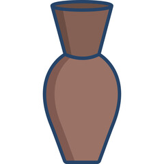 Simple Brown Vase With Dark Blue Outline And Transparent Background Simple Design