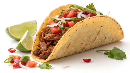 Cabeza tacos isolated on white background, Traditional mexican food